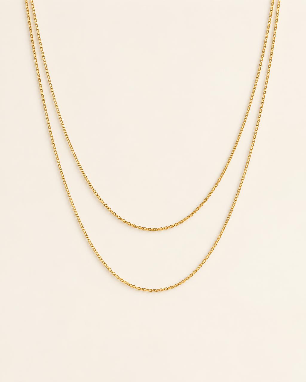 Layered double gold chain necklace